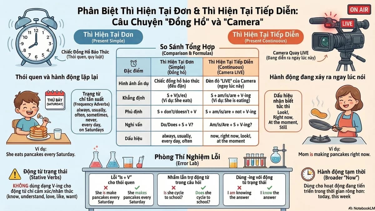 Present Simple & Present Continuous · Thì Hiện Tại Đơn & Tiếp Diễn
