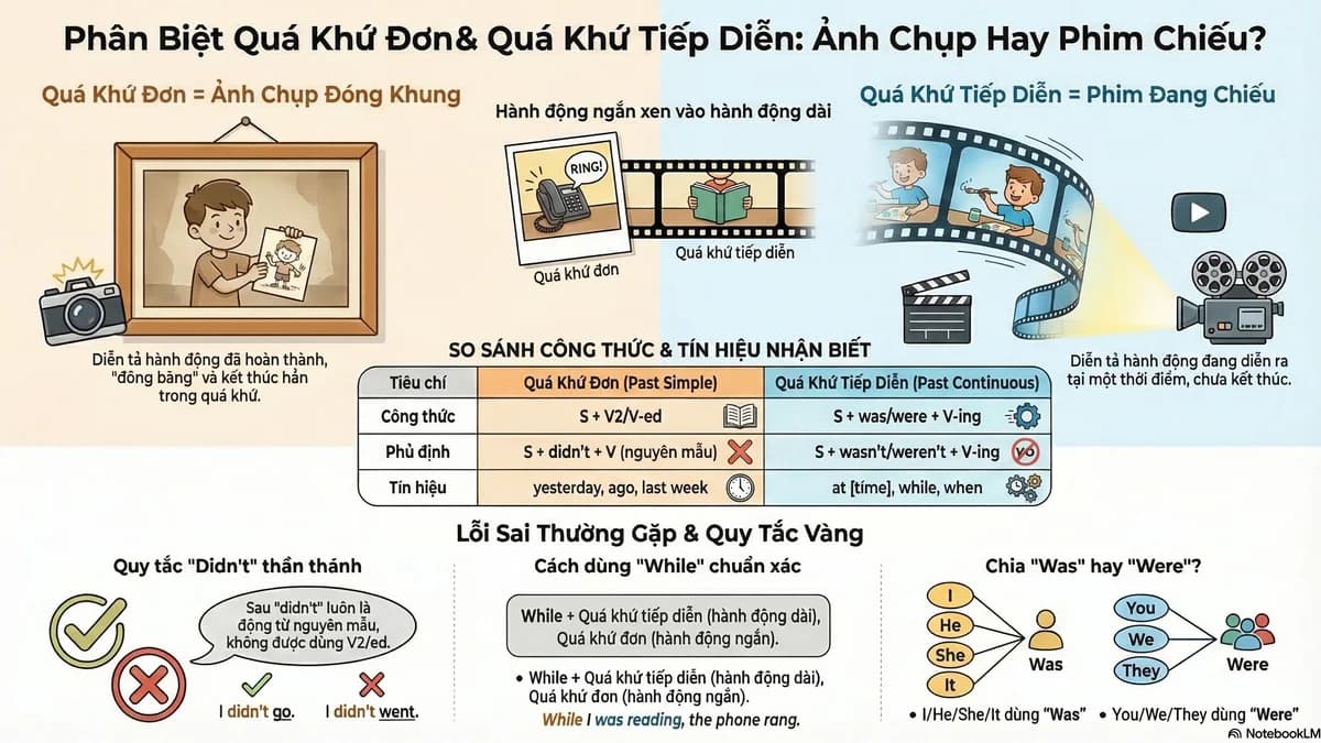 Past Simple & Past Continuous · Thì Quá Khứ Đơn & Tiếp Diễn