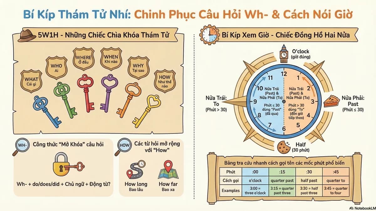 Wh-Questions & Telling Time · Câu Hỏi & Nói Giờ