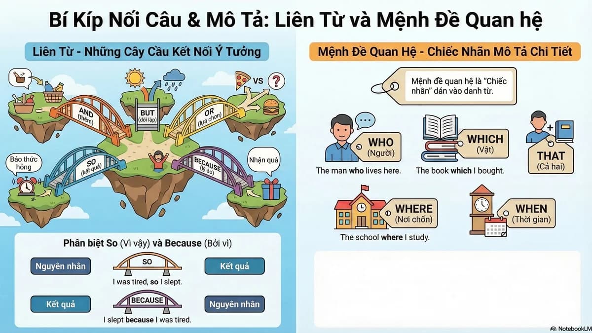 Conjunctions & Relative Clauses · Liên Từ & Mệnh Đề Quan Hệ