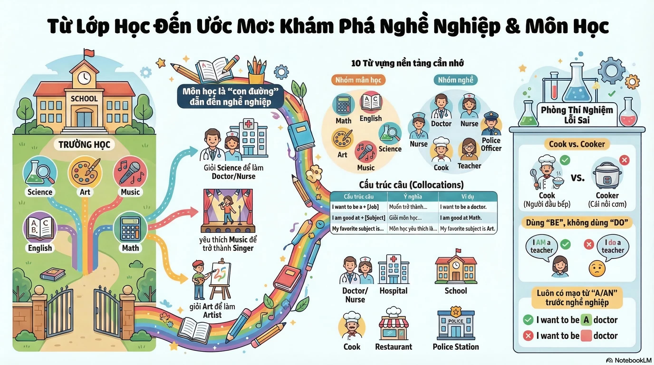 Jobs & School Subjects · Nghề Nghiệp & Môn Học