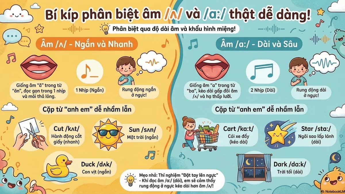 Phân biệt /ʌ/ vs /ɑː/