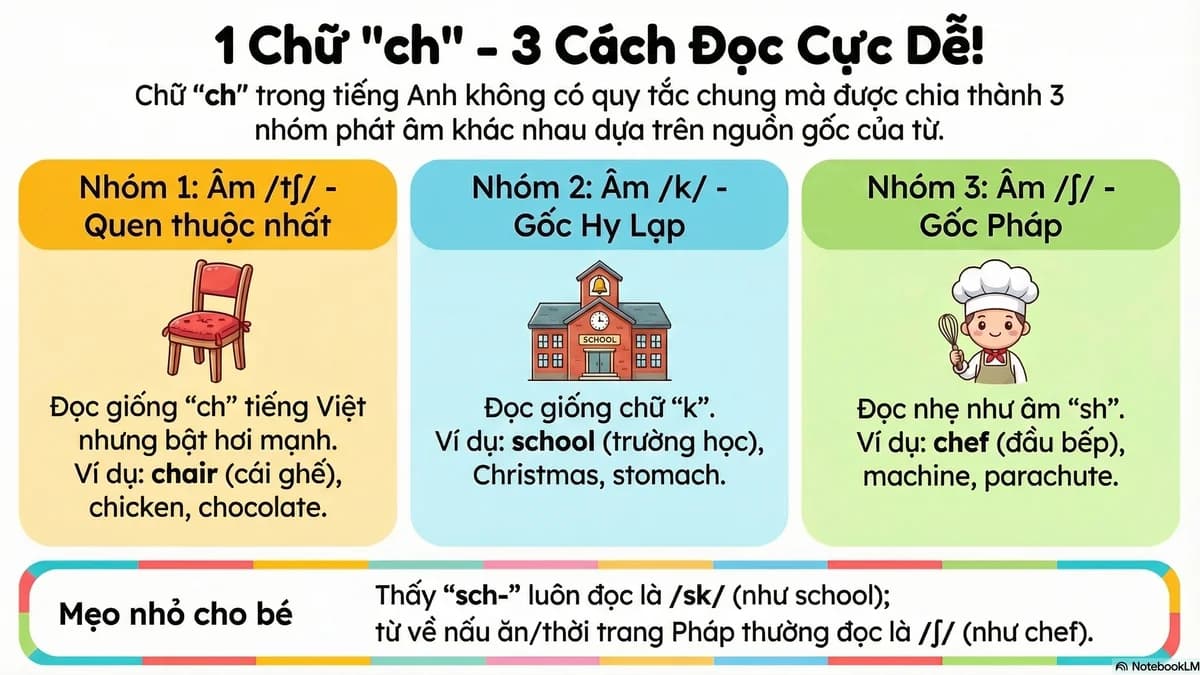Tổ hợp "ch": /tʃ/ vs /k/ vs /ʃ/